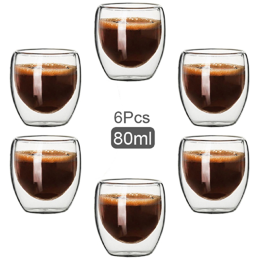 Coffee Tea And Sugar Set - Szklane kubki do kawy z podwójnymi